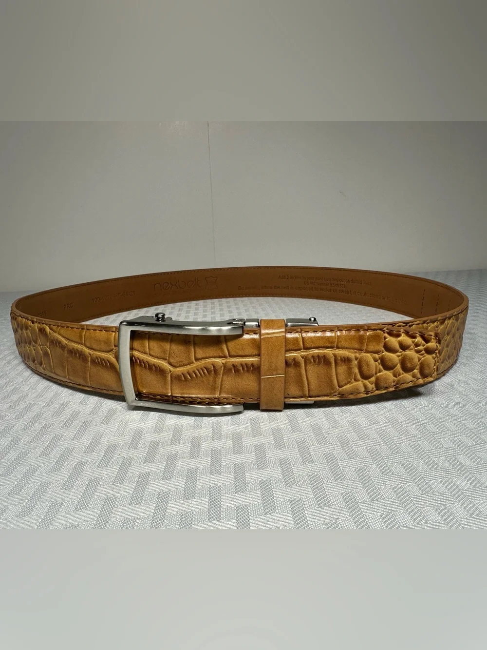 NexBelt Men’s Tan Alligator V2 Ratchet Dress Belt Adjustable Buckle 25